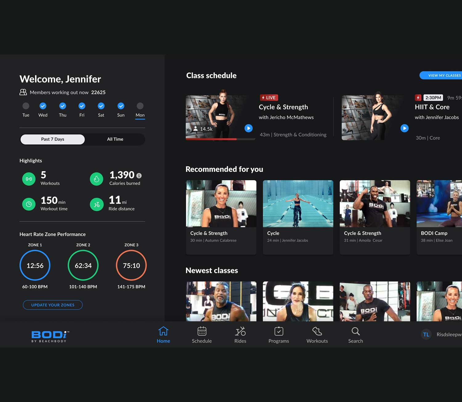 Graphic showing the BeachBody in app experience